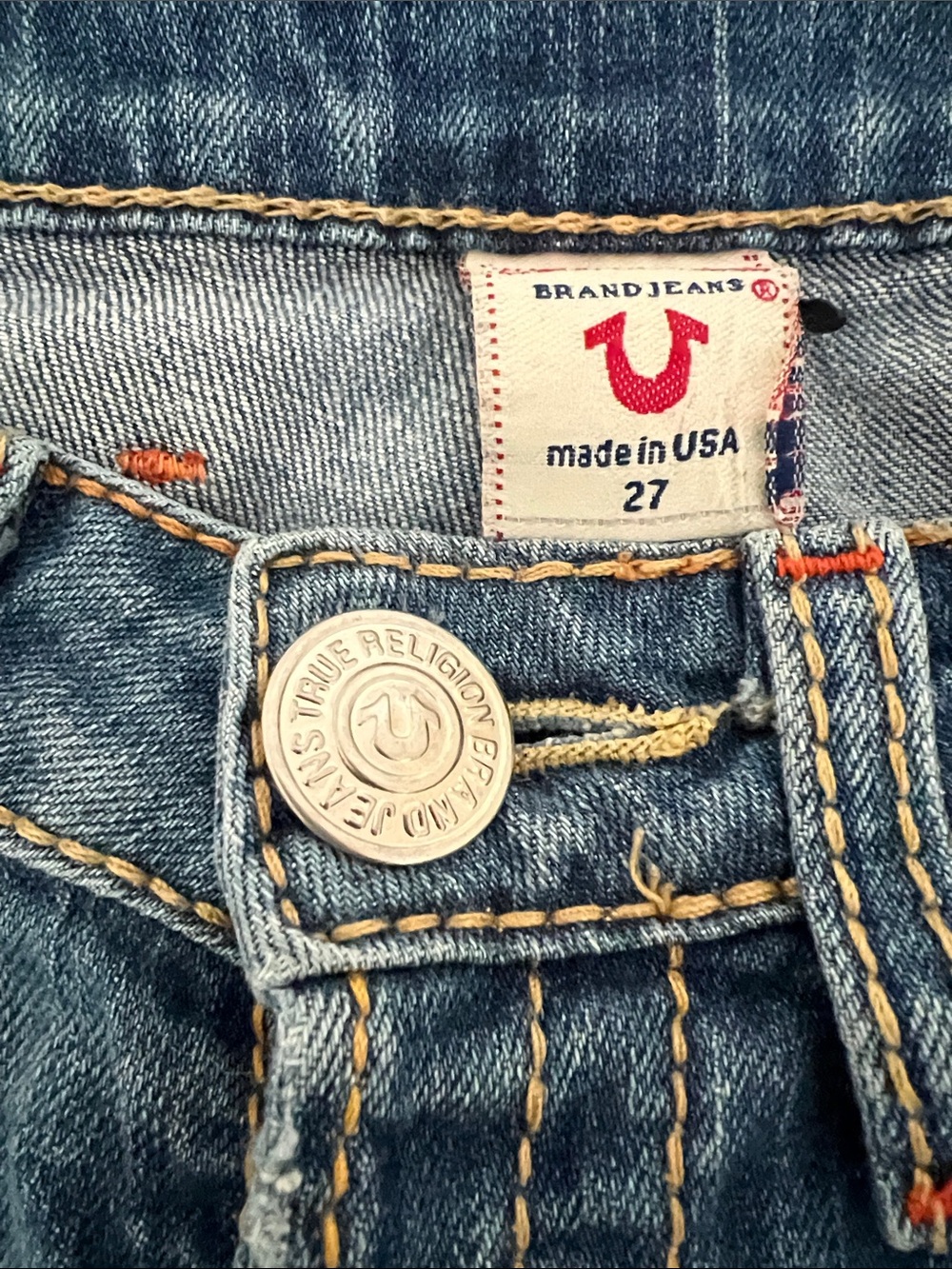 True Religion Women's Straight Leg Jeans in Distressed Blue - Picture 3 of 4